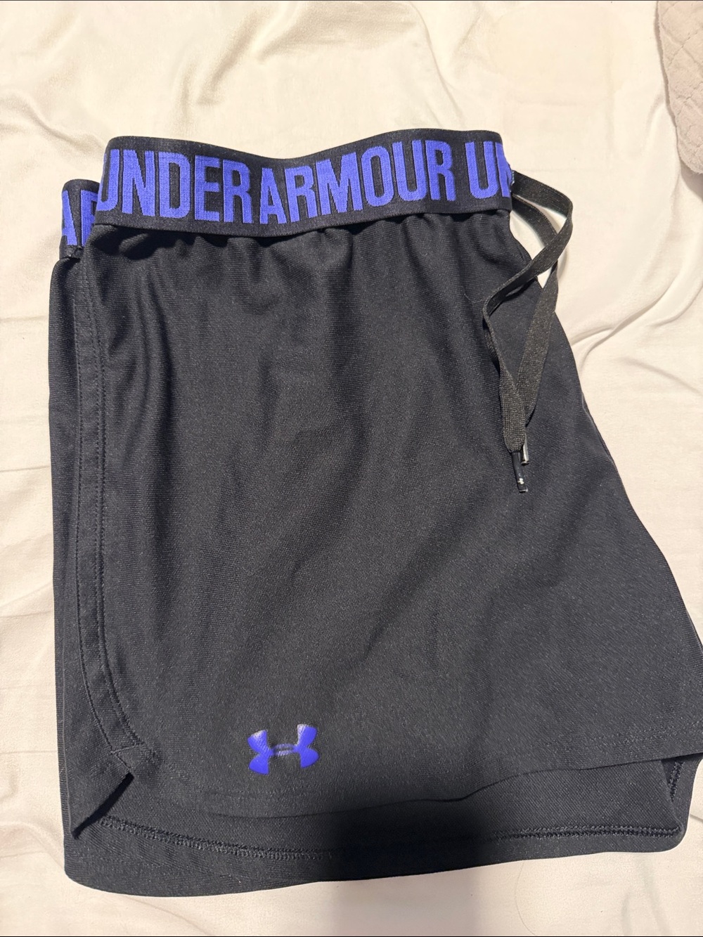 Under Armour Black Shorts with Blue Logo Waistband